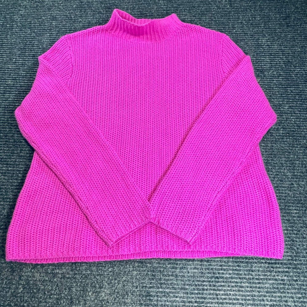 J.Crew Magenta Purple Shaker Stitch Mock Neck Sweater CP350 Womens Medium NEW